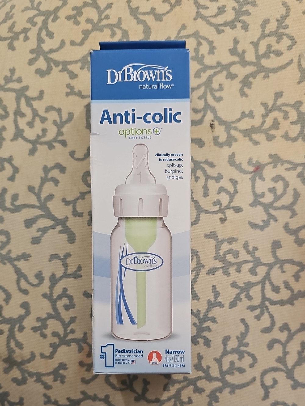 Dr Brown's Anti-Colic Baby Bottle - White with Green Vent